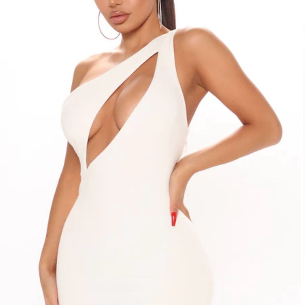 Fashion Nova One-Shoulder White Dress